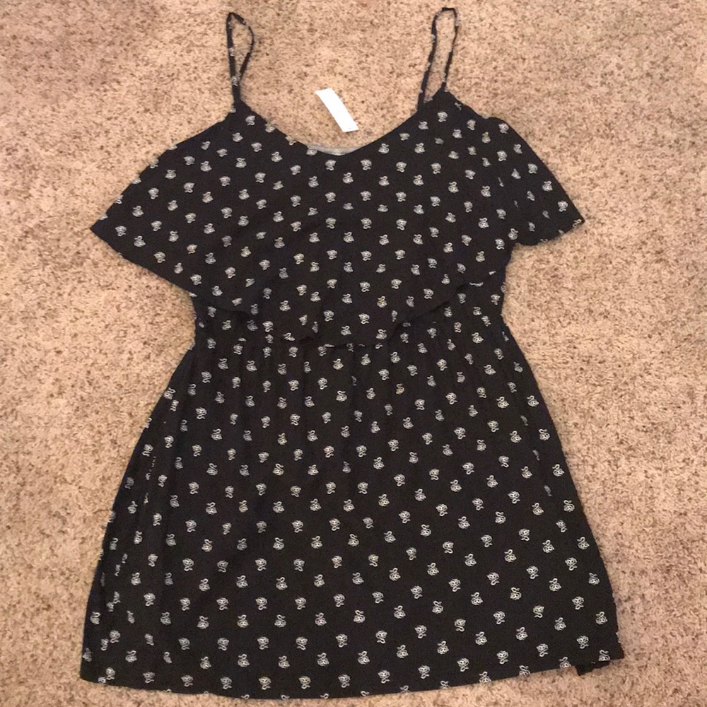Old Navy black print dress size L petite